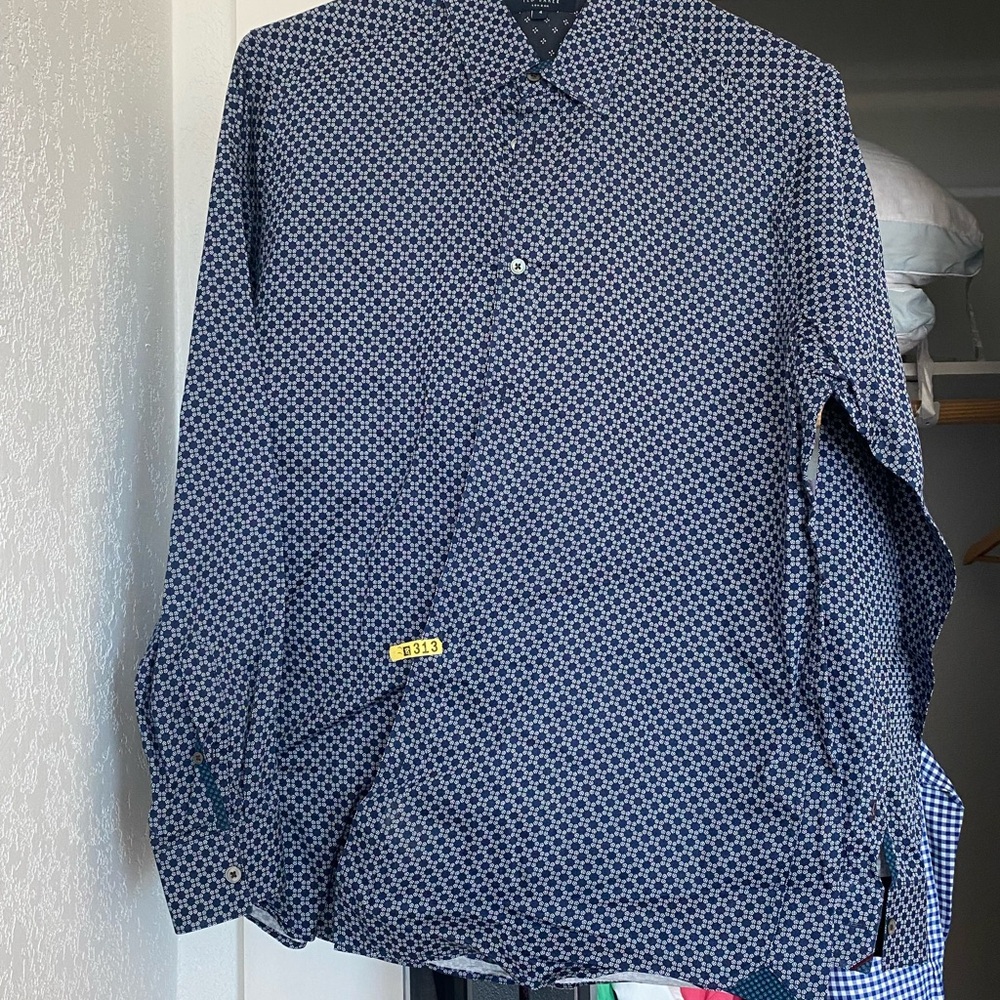 Ted Baker Navy and White Geometric Shirt - Picture 2 of 2